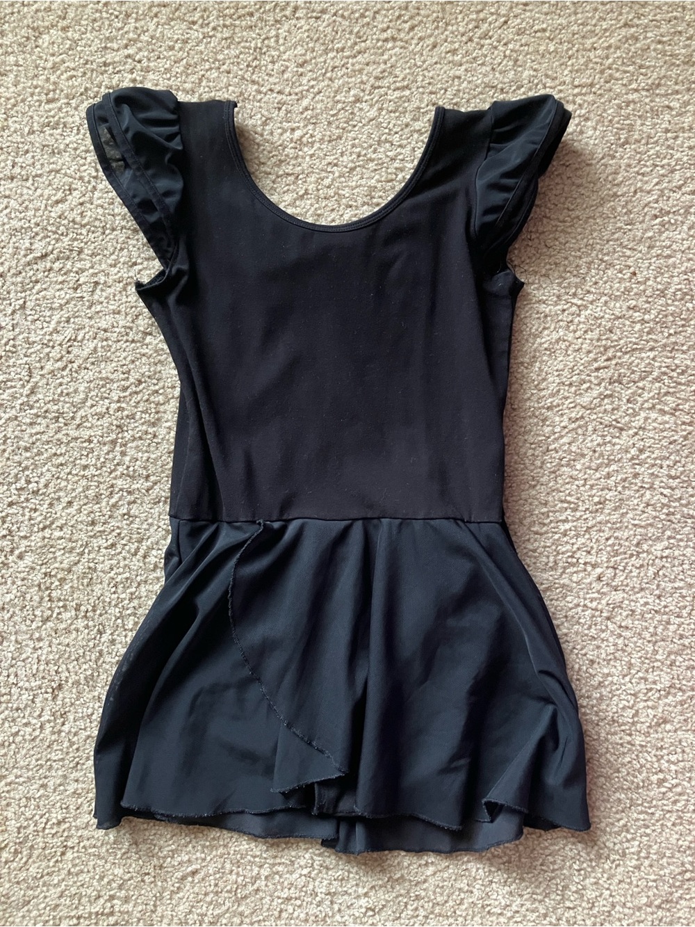 Girls' Black Ruffle Sleeve Dance Leotard